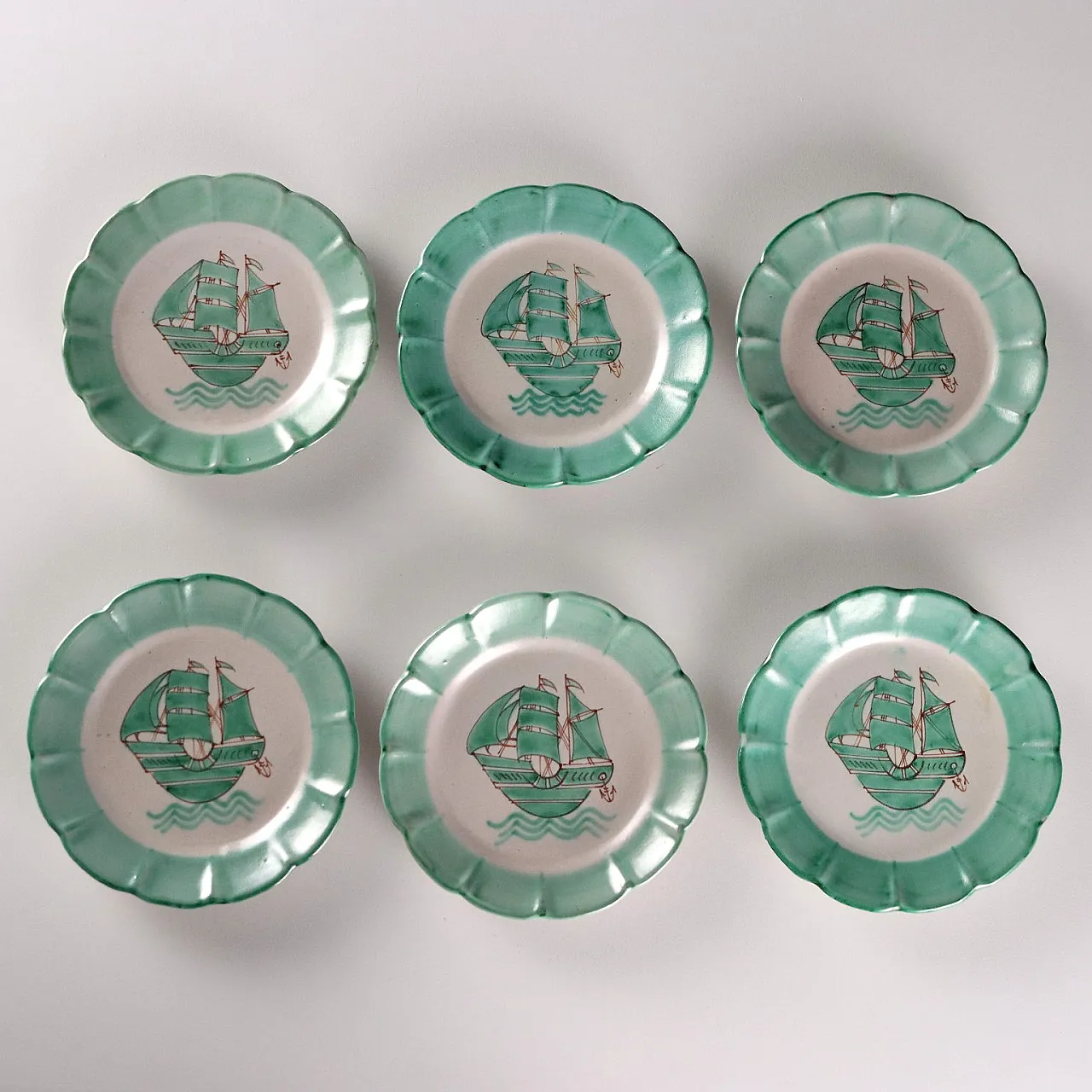 6 Piatti in ceramica con decoro, '900 3