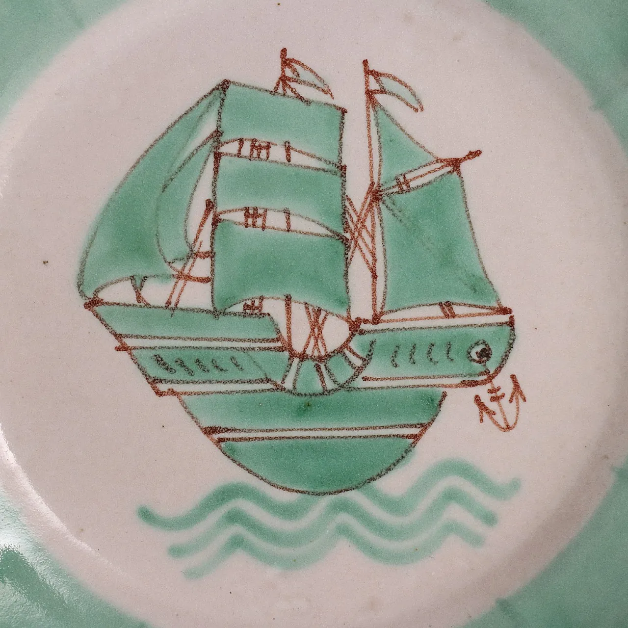 6 Piatti in ceramica con decoro, '900 4