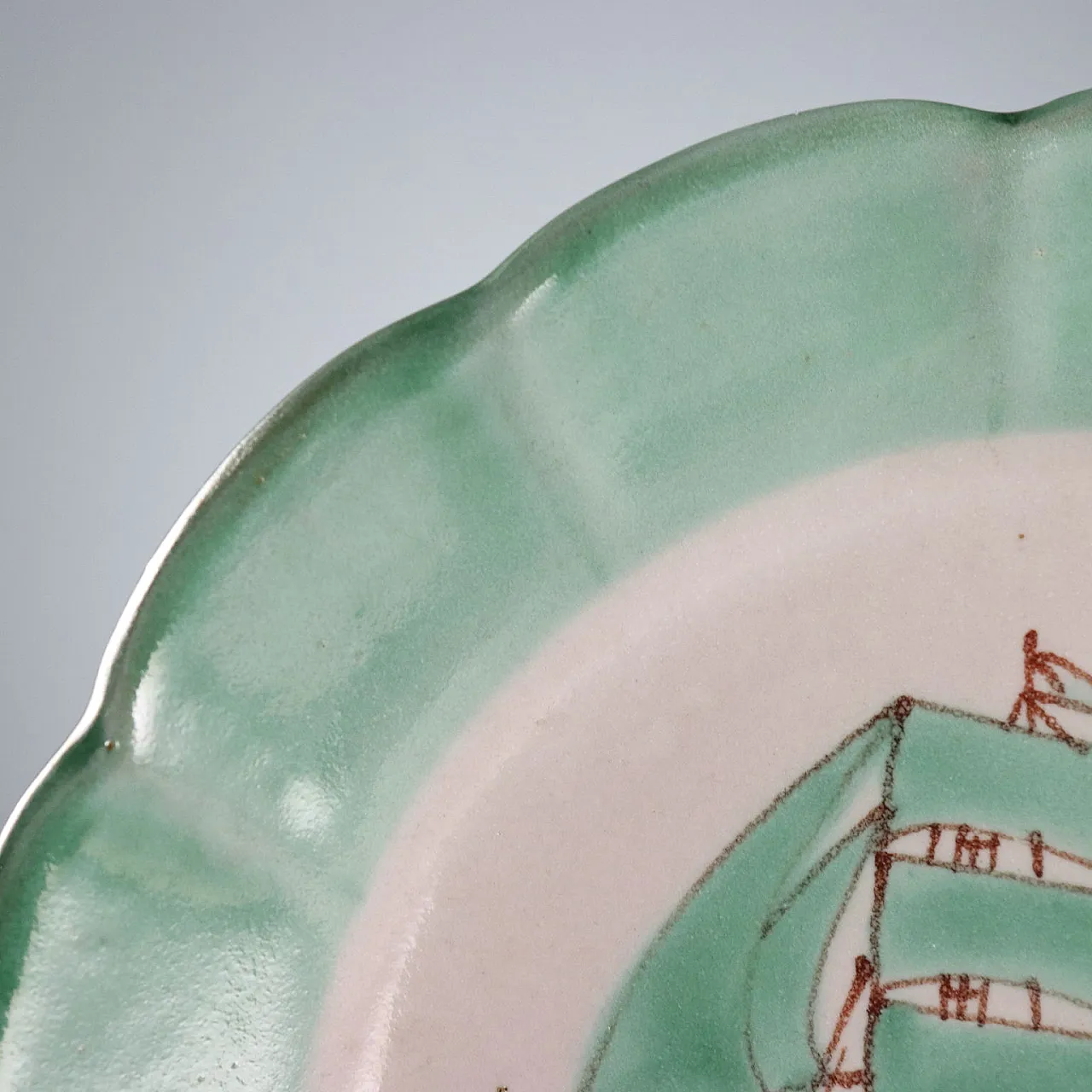 6 Piatti in ceramica con decoro, '900 5