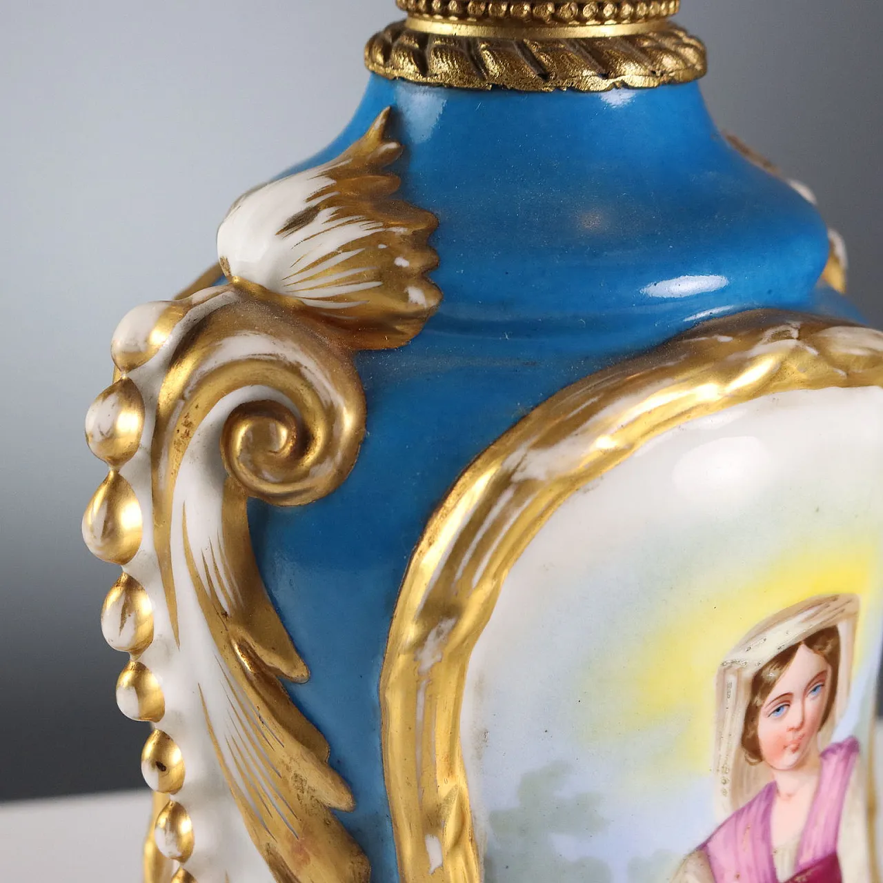 Coppia di lampade in ceramica dipinta in policromia, '800 6