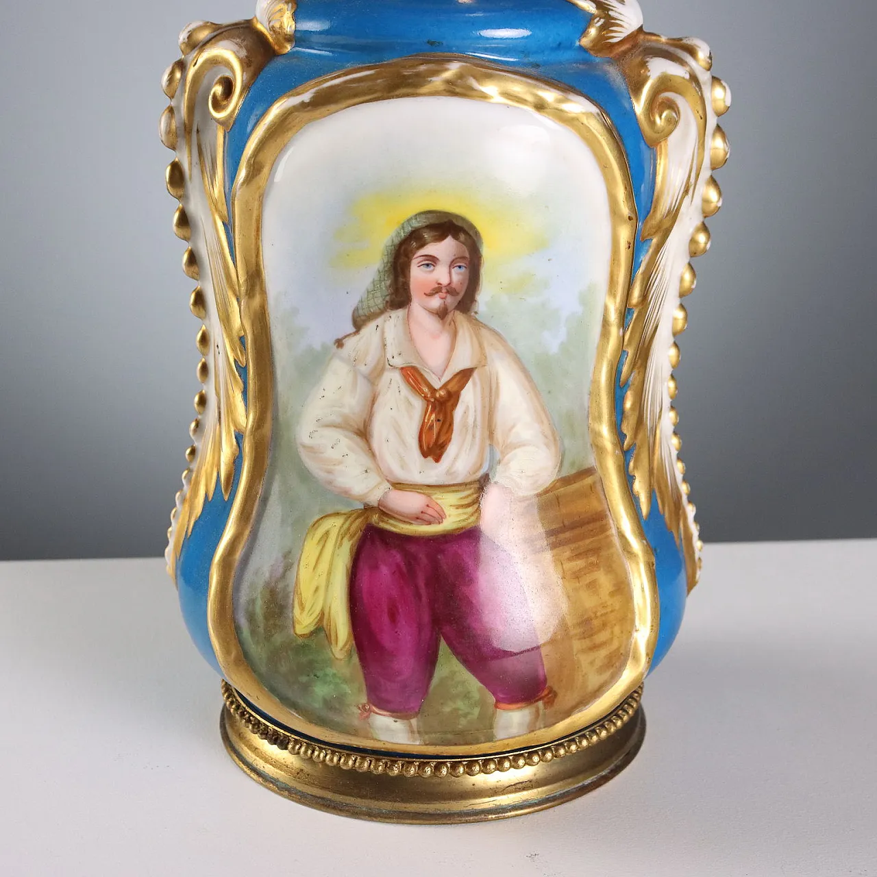 Coppia di lampade in ceramica dipinta in policromia, '800 7