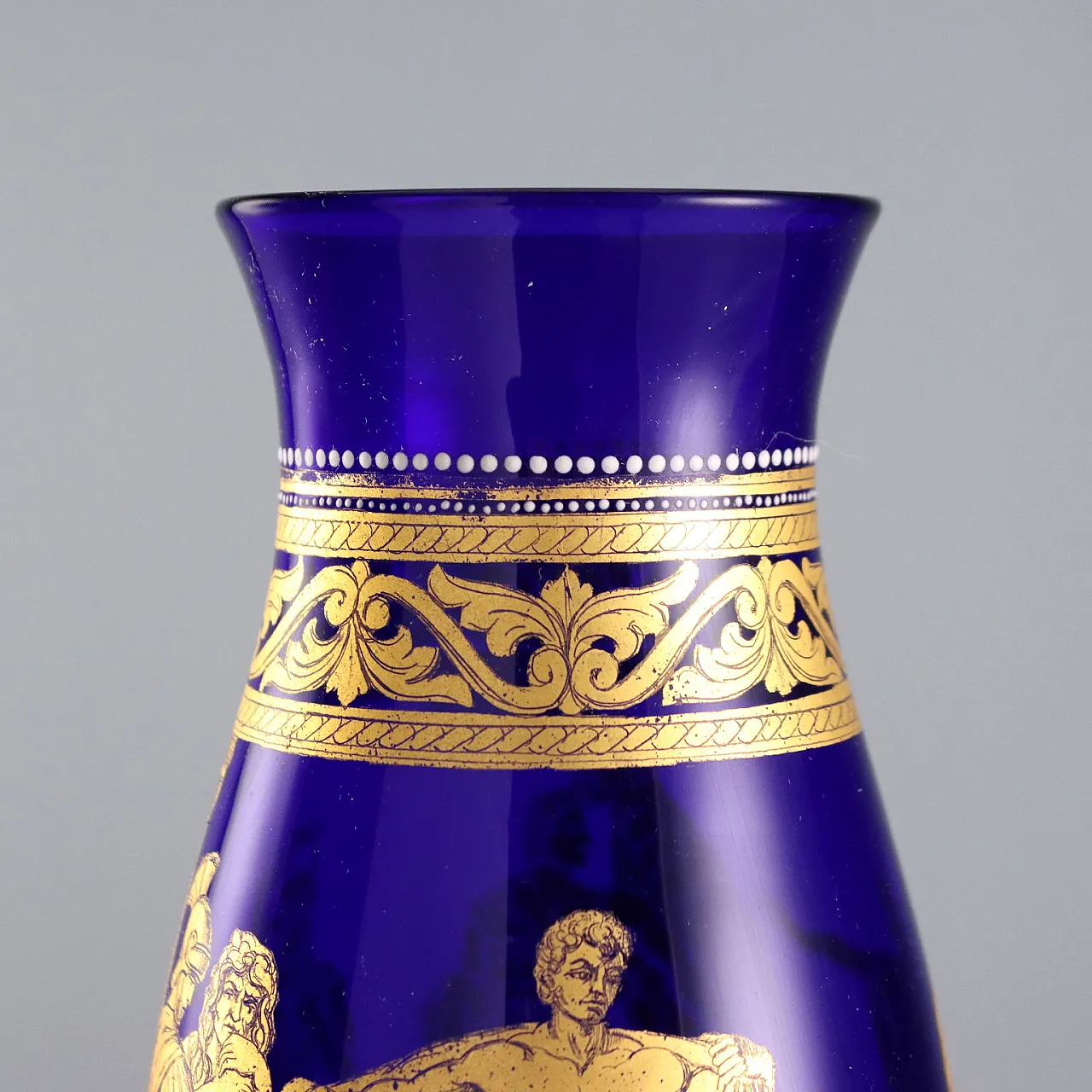 Coppia di vasi in vetro soffiato blu a forma di fuso, '900 3