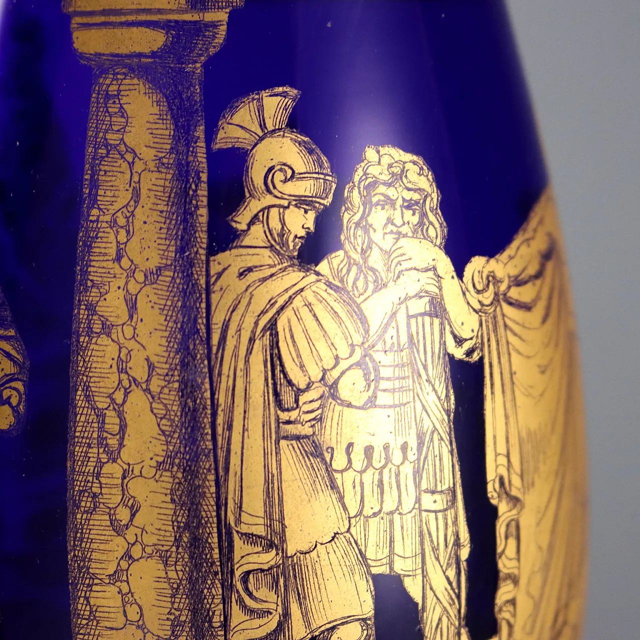 Coppia di vasi in vetro soffiato blu a forma di fuso, '900 6