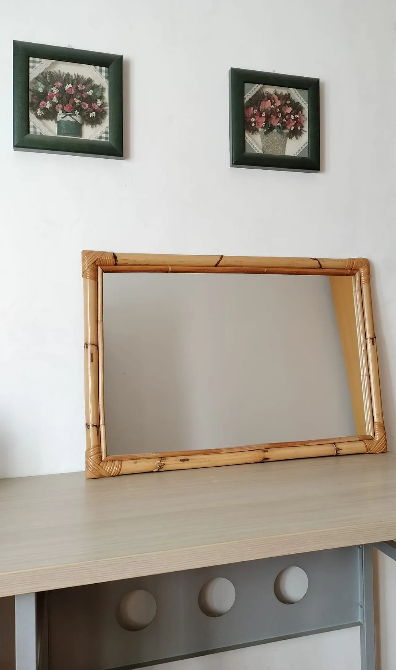 Specchio in bambù e vimini, anni '90 1