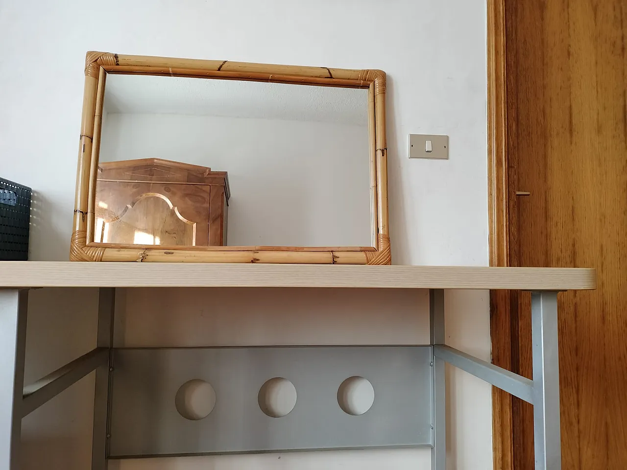 Specchio in bambù e vimini, anni '90 4