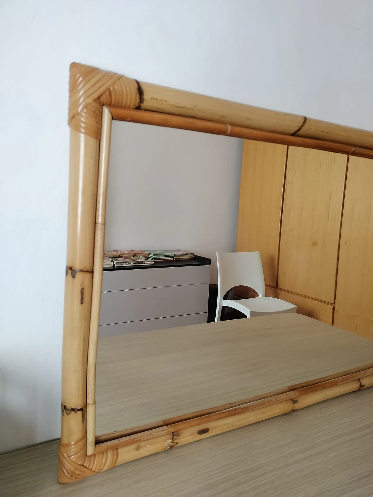 Specchio in bambù e vimini, anni '90 5