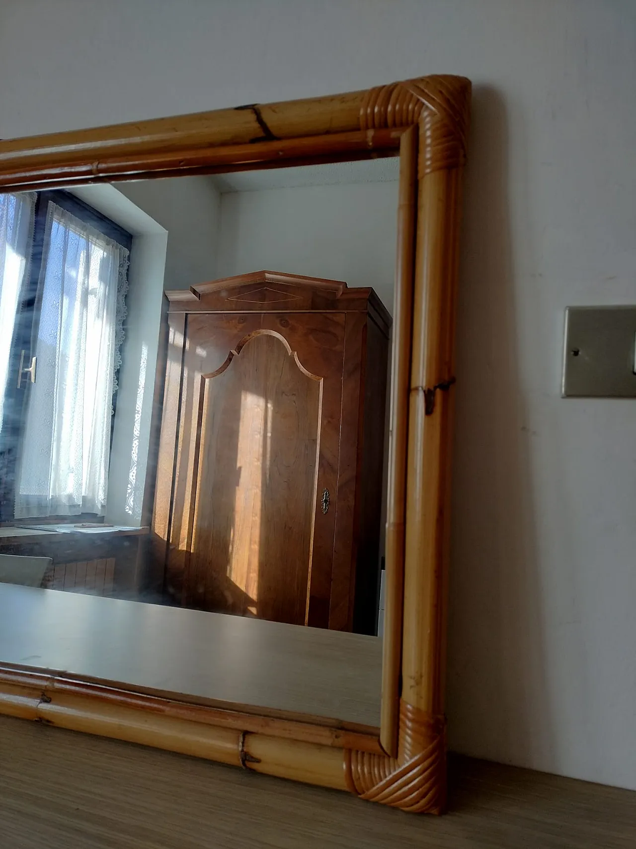 Specchio in bambù e vimini, anni '90 6