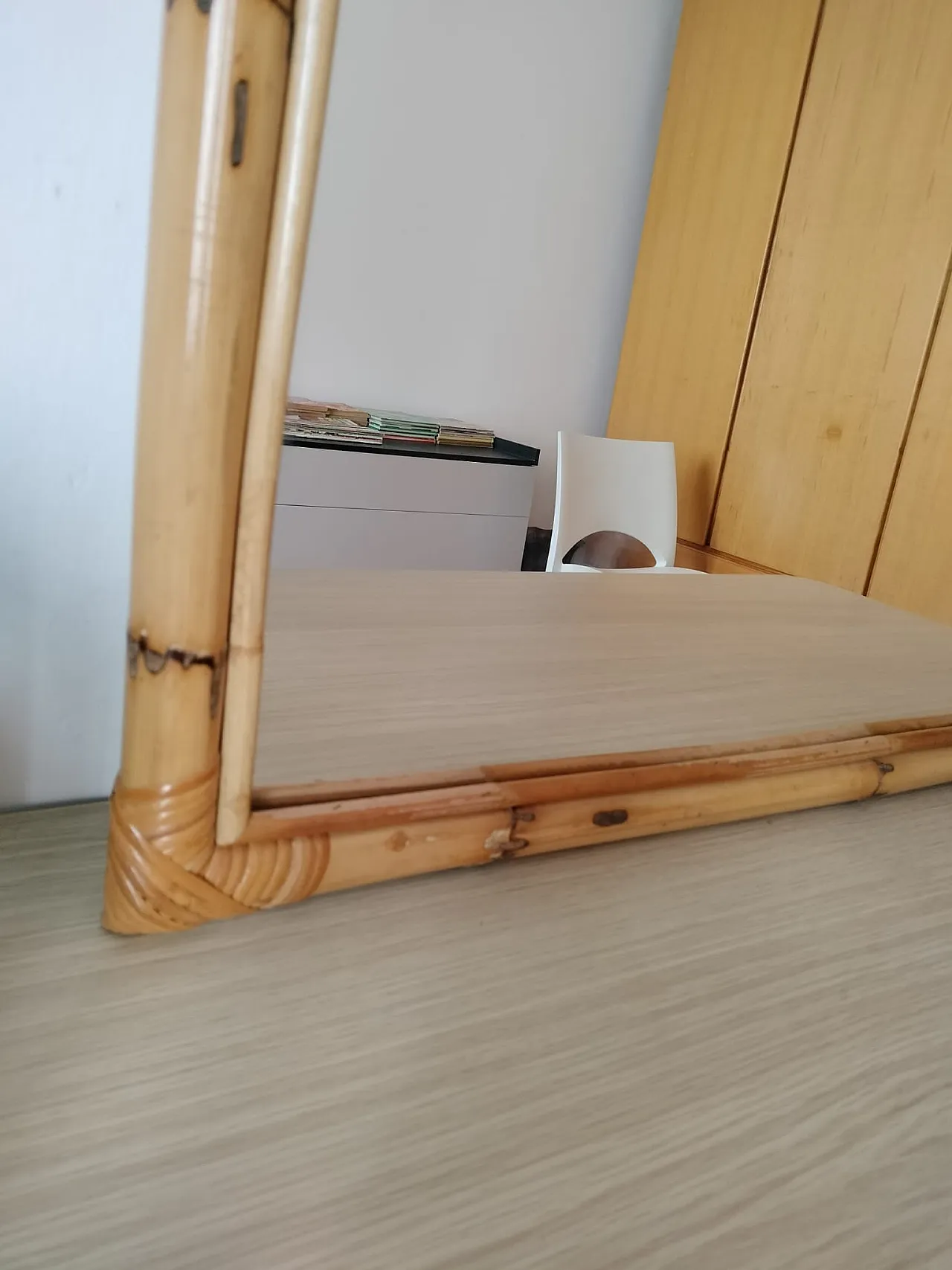 Specchio in bambù e vimini, anni '90 7
