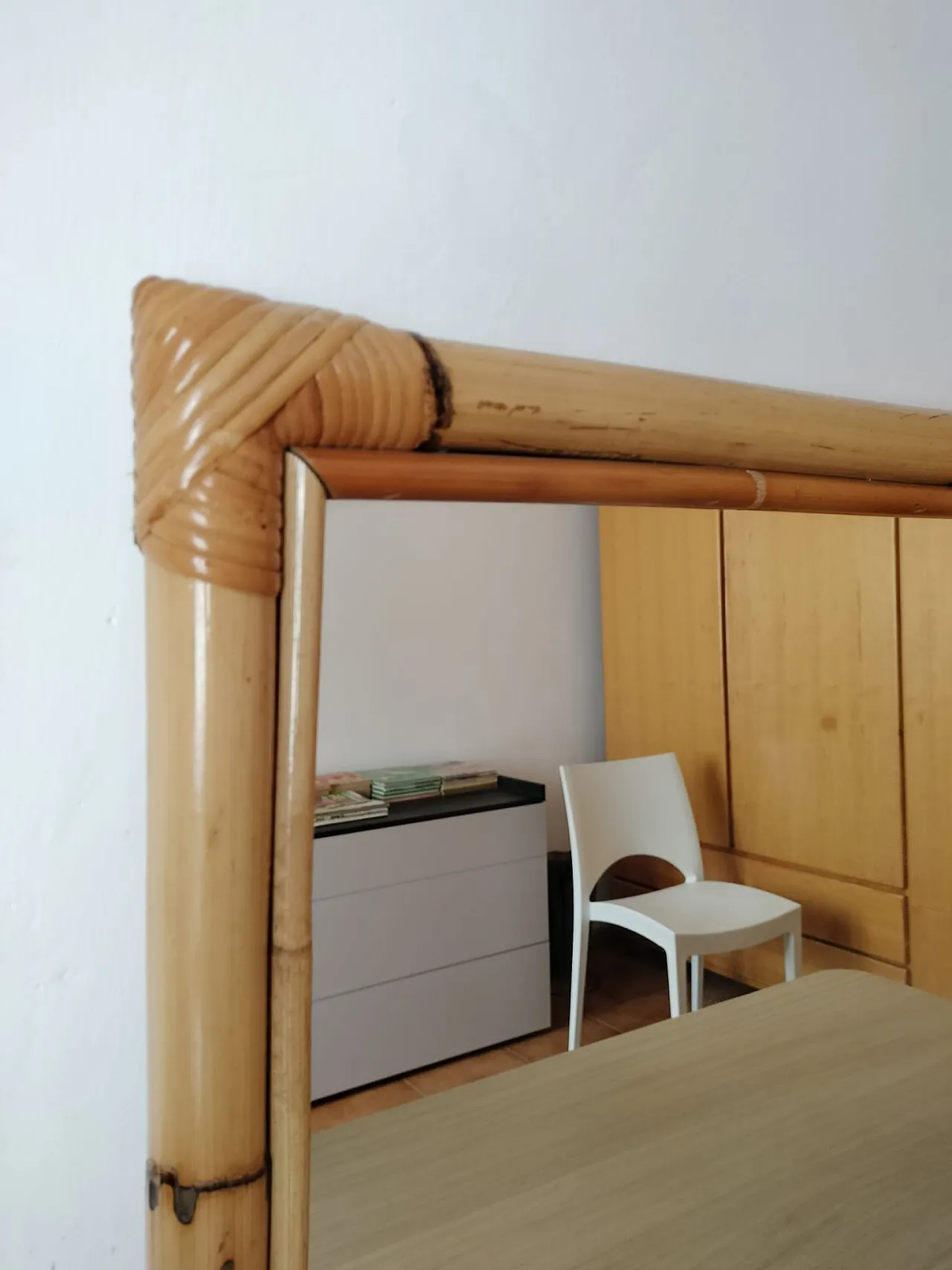 Specchio in bambù e vimini, anni '90 8