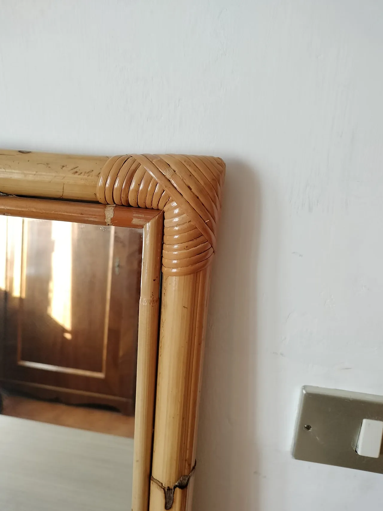 Specchio in bambù e vimini, anni '90 9