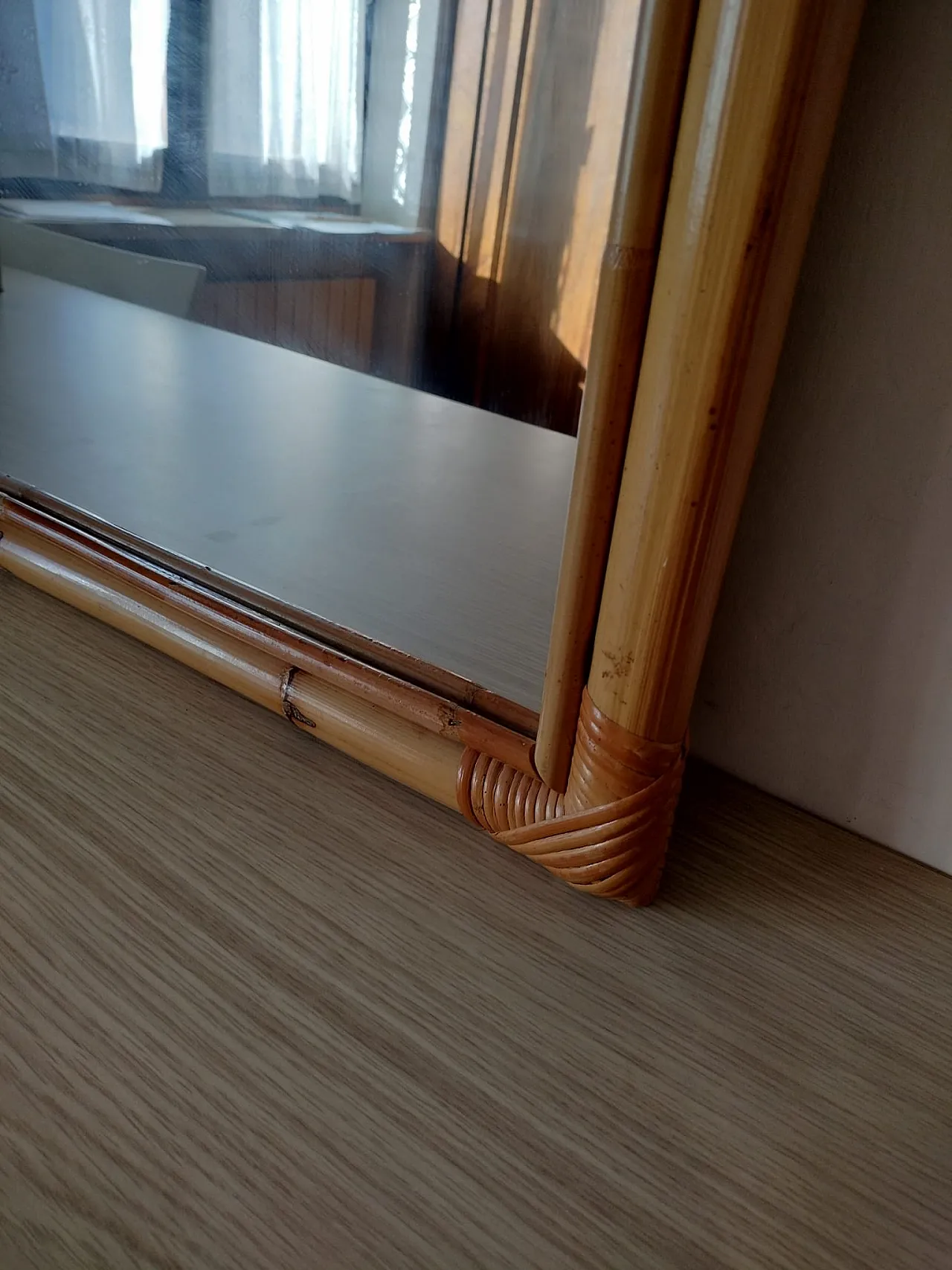 Specchio in bambù e vimini, anni '90 10