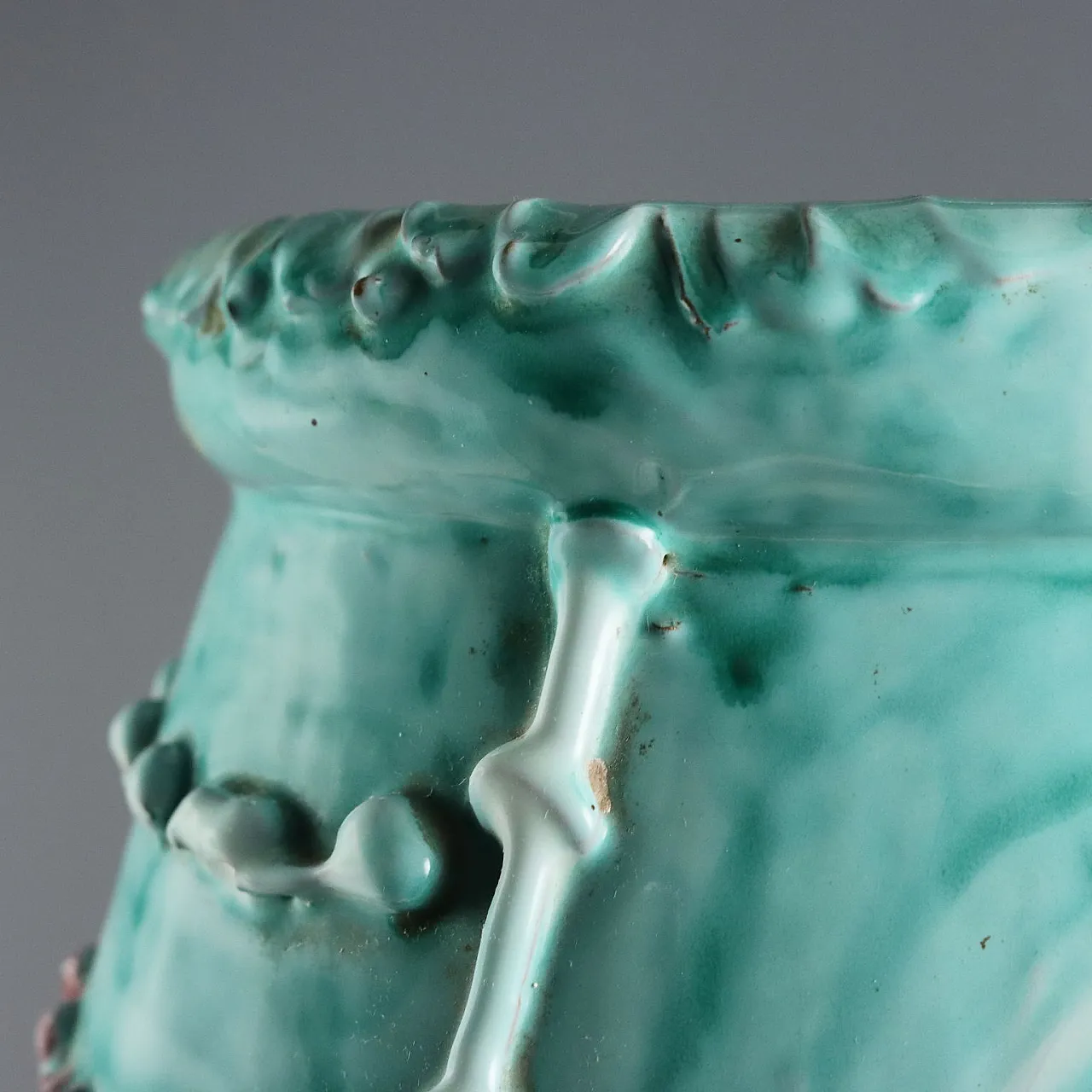 Ceramic umbrella stand with polychrome glazes, 20th century 5