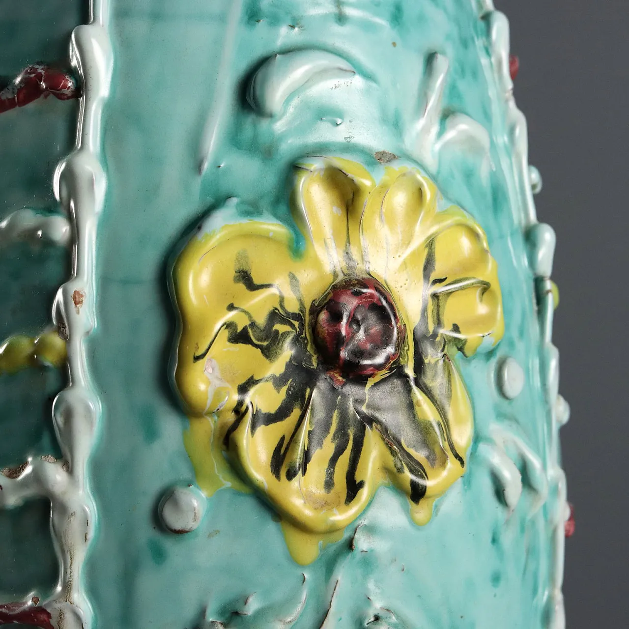 Ceramic umbrella stand with polychrome glazes, 20th century 8