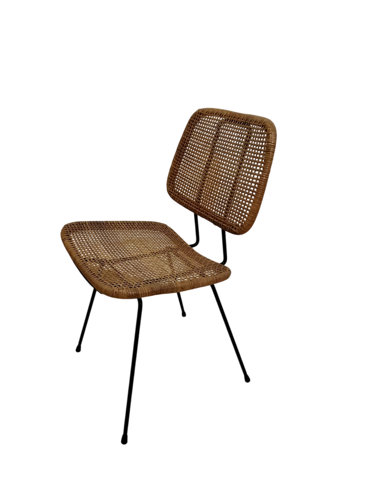 Dirk van Sliedregt style iron and wicker chair, 1960s 9