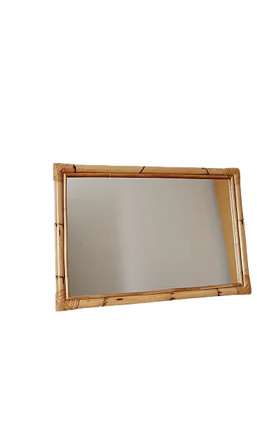 Specchio in bambù e vimini, anni '90