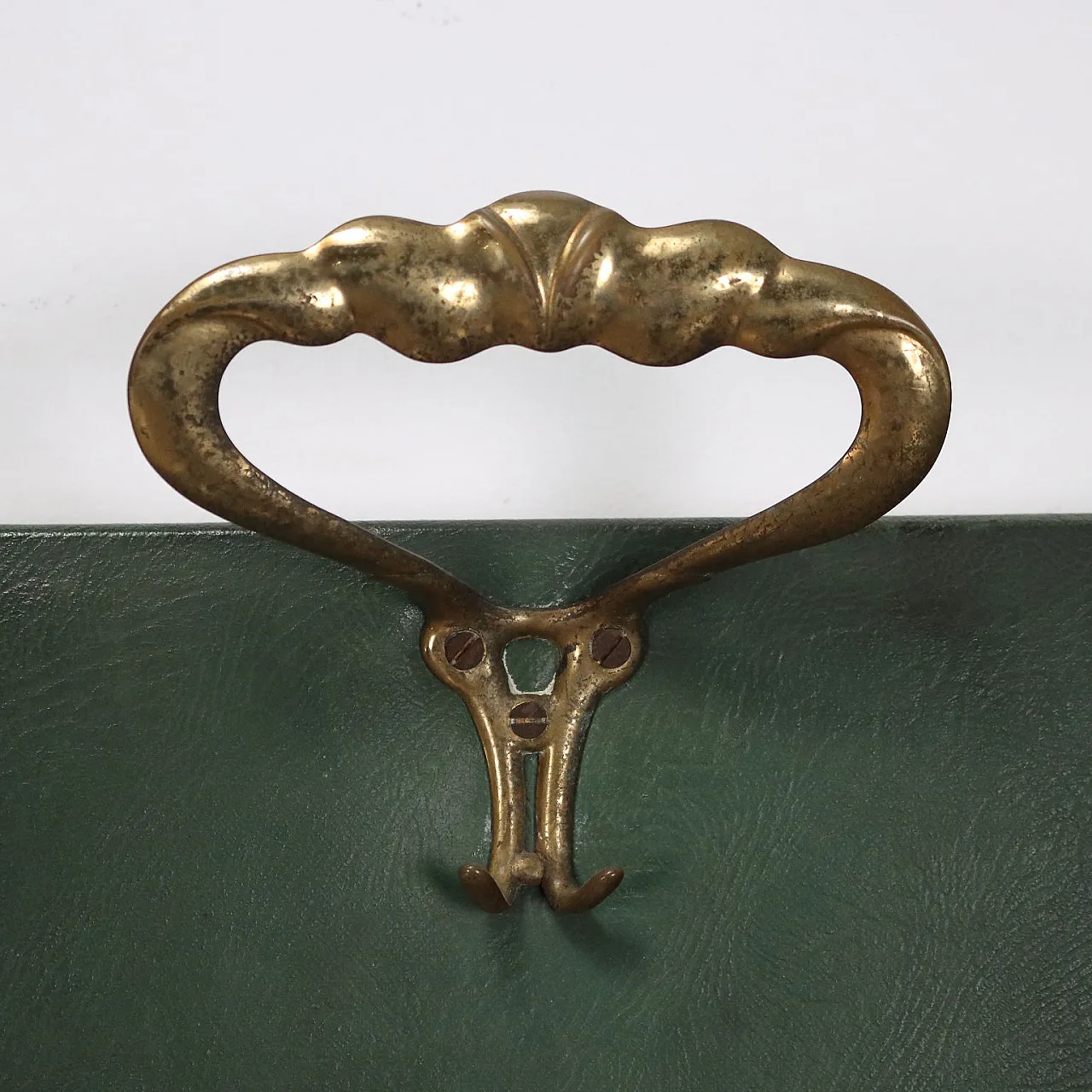 Appendiabiti in ottone, similpelle e vetro, anni '50 4