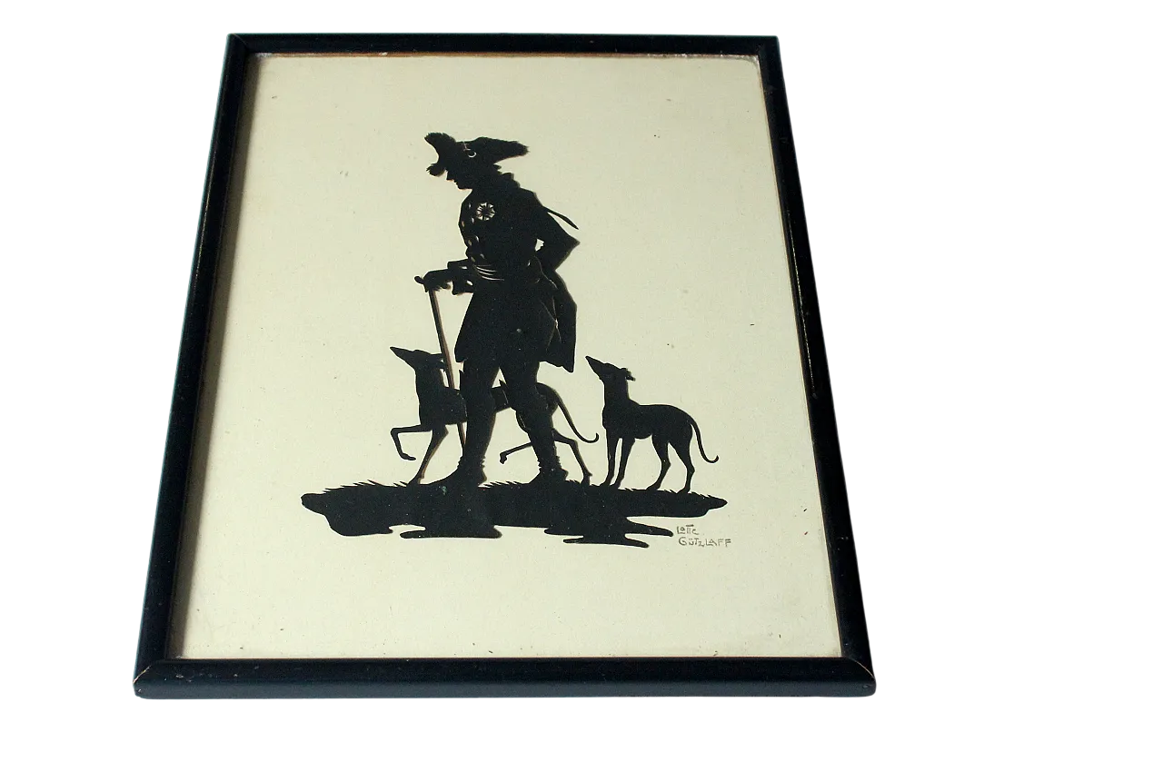 Silhouette paper cut by Lotte Gützlaff signed, 1910s 6