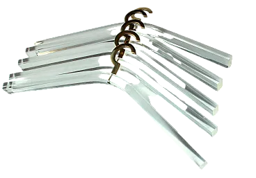 5 appendiabiti postmoderni in acrilico e ottone, anni '70