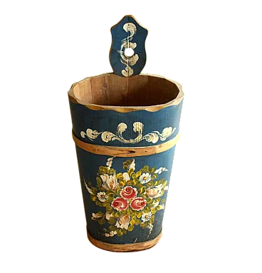 Handmade handpainted wooden umbrella stand, 70s