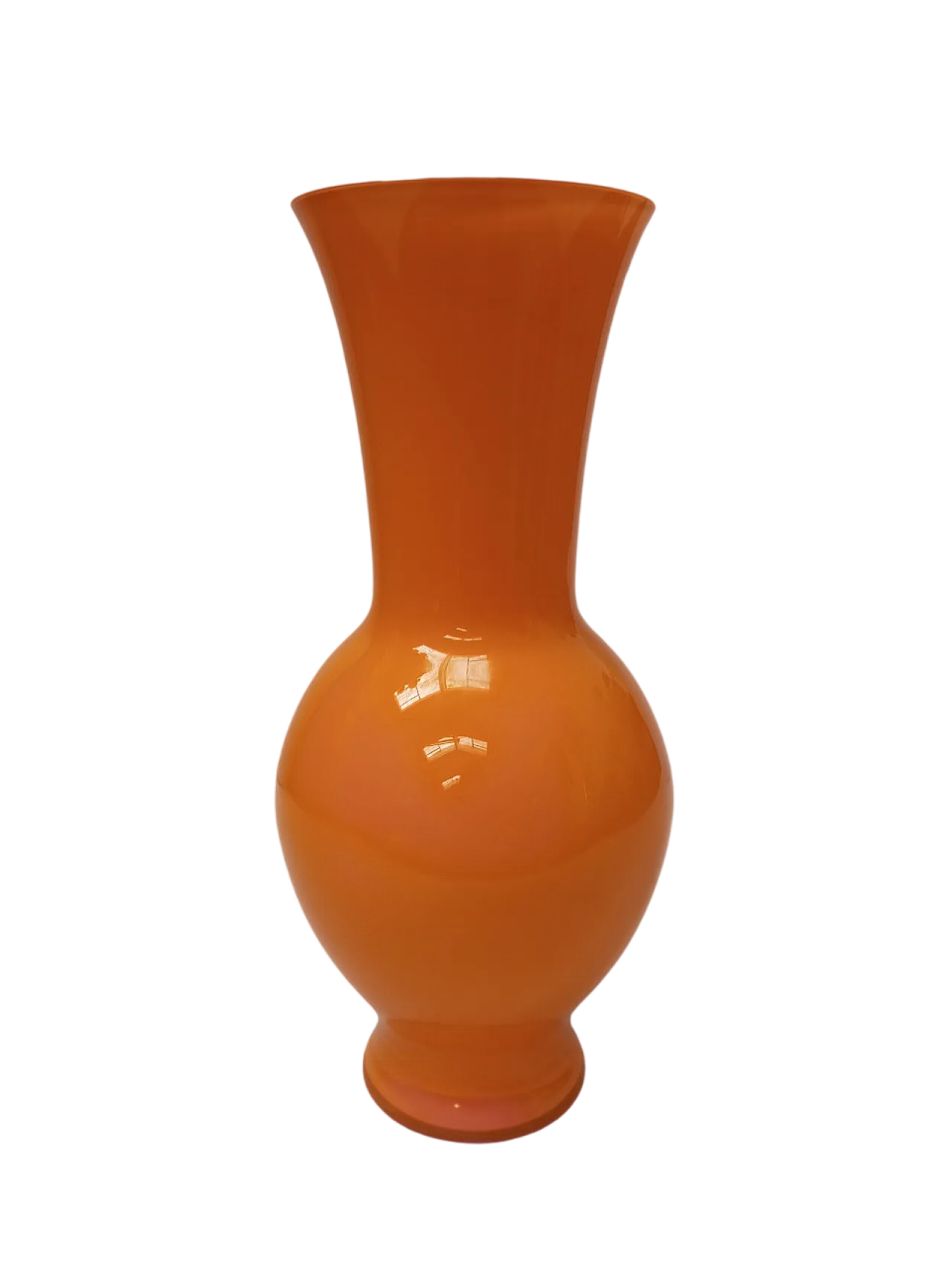 Barovier and Toso orange vase with label "B.A.G" 1980s 11