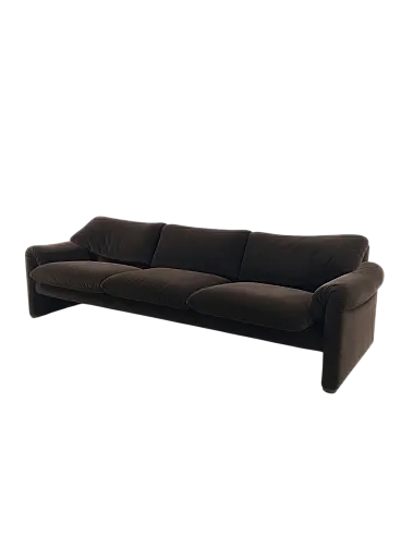 Maralunga 3 seater velvet sofa by Vico Magistretti for Cassina 60s