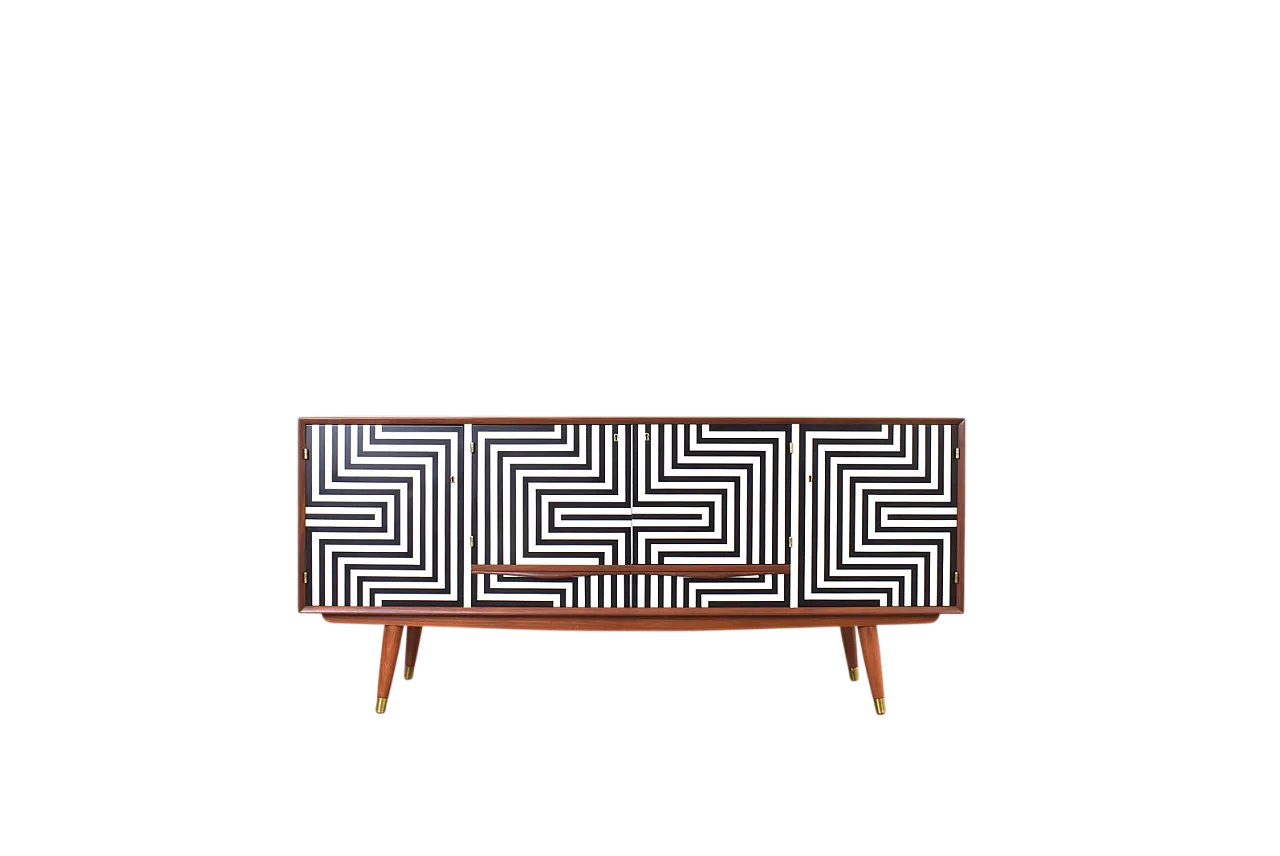 Op-Art Hand-Painted Sideboard Sideboard from Sven Andersen, 70s 19