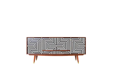 Credenza Op-Art dipinta a mano di Sven Andersen, anni '70