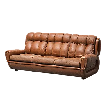 3-seater sofa in brown leather, 1970s