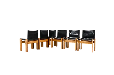 6 Monk Dining Chairs by Afra & Tobia Scarpa for Molteni, 1970s