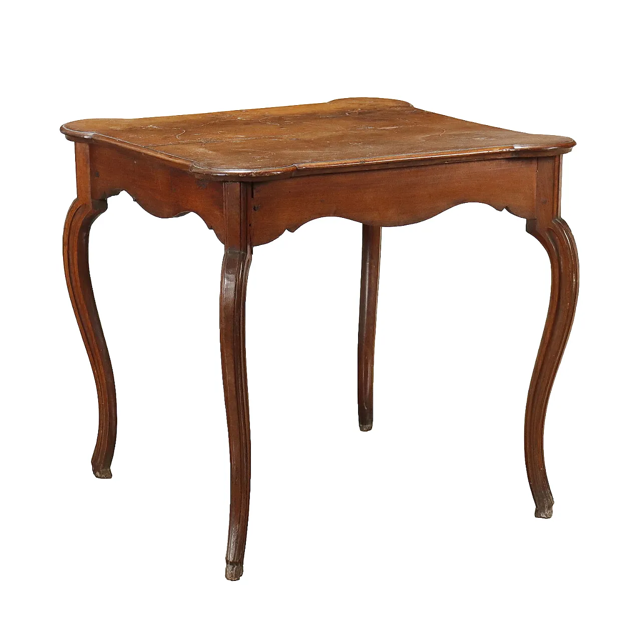 Emilian Barocchetto walnut side table with inlays, mid-18th century 1