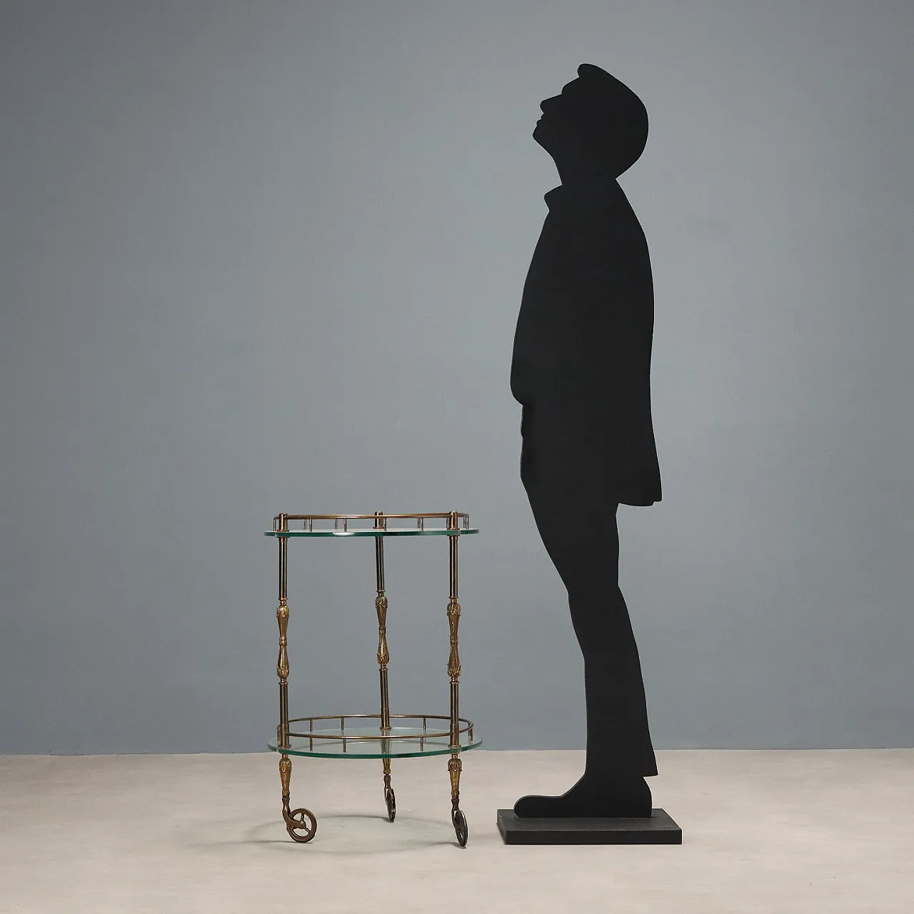 Serving cart in bronze, crystal and brass, 20th century 3