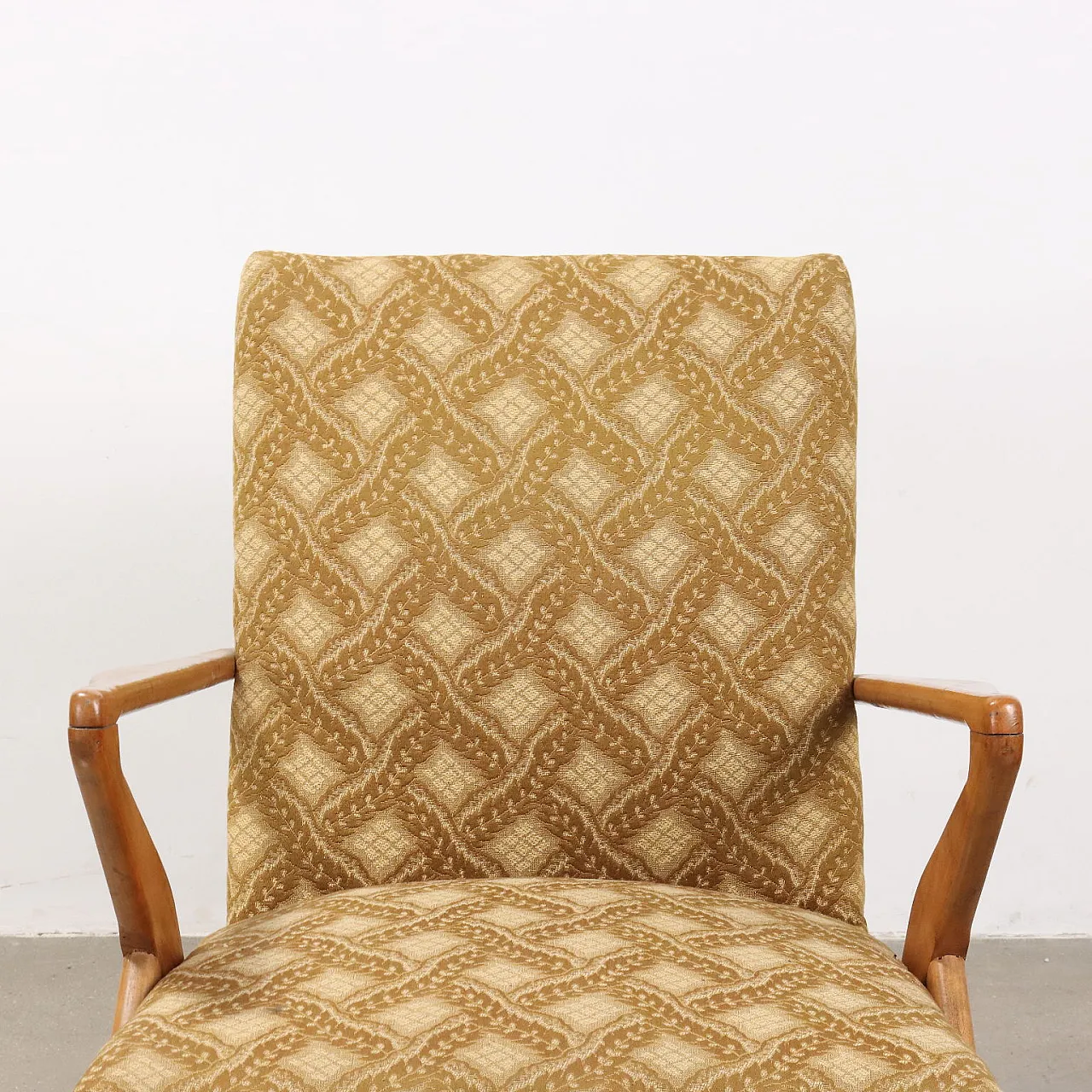 Coppia di poltrone con braccioli in legno, anni '60 4