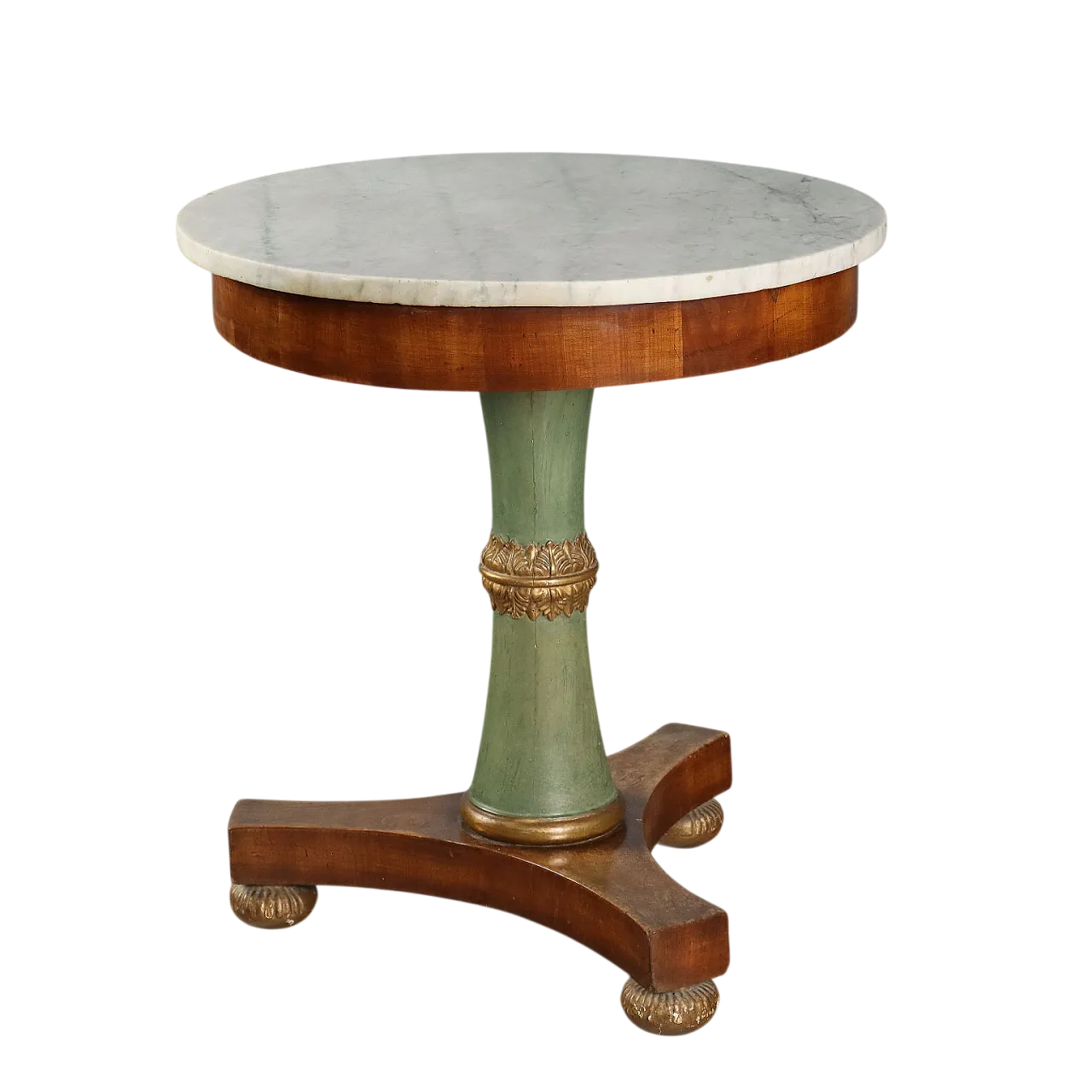 Tavolino impero in mogano con piano in marmo bianco, primo '800 8