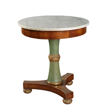 Tavolino impero in mogano con piano in marmo bianco, primo '800