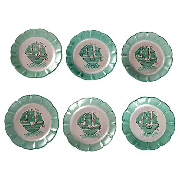 6 Piatti in ceramica con decoro, '900