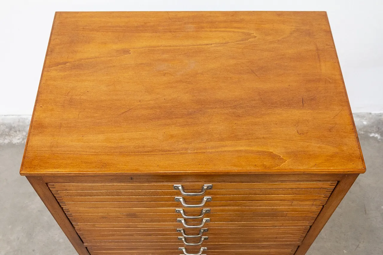 Wooden printer's chest of drawers, 1950s 5