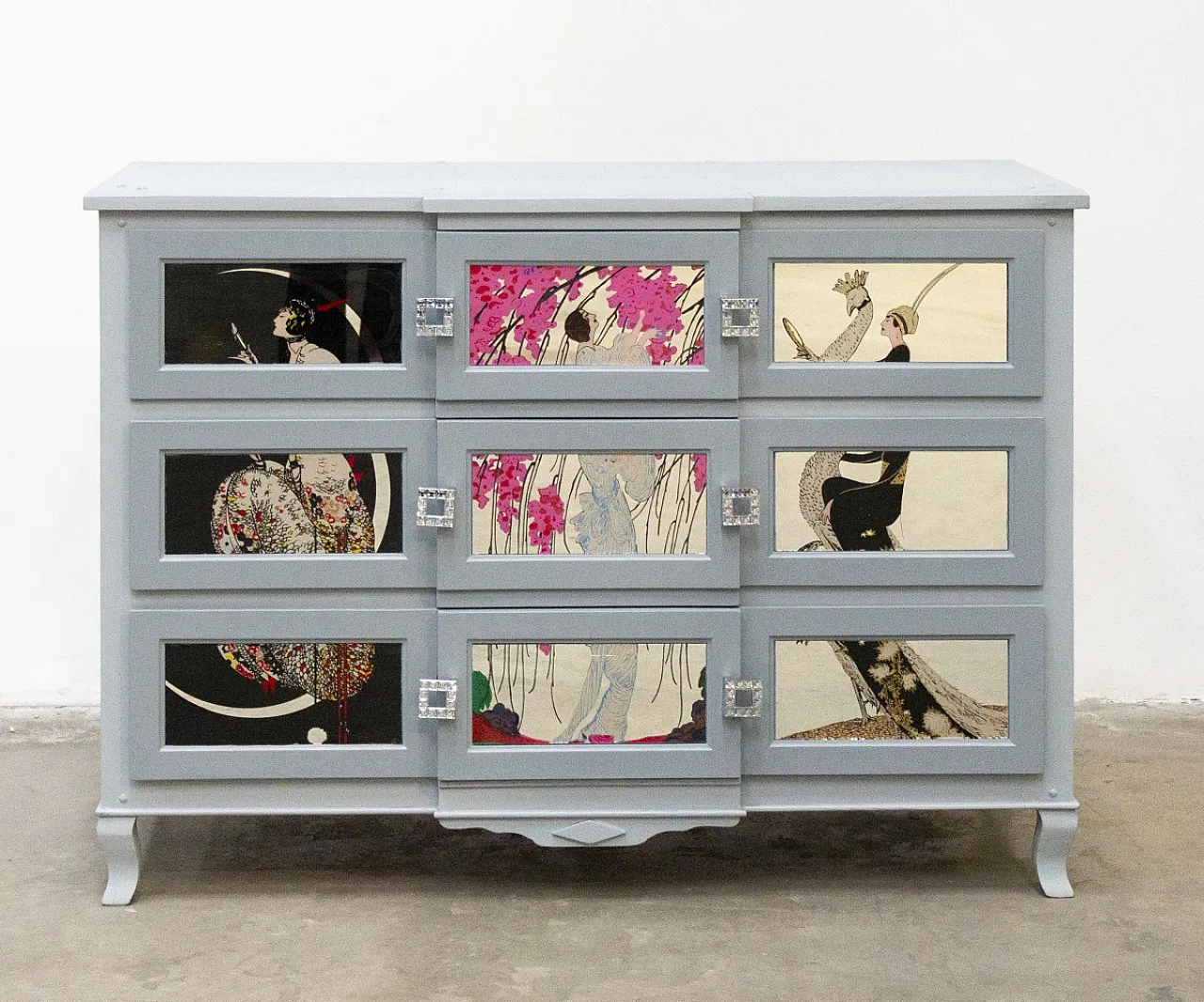 Cassettiera artigianale in legno di pero e teak, anni '20 3