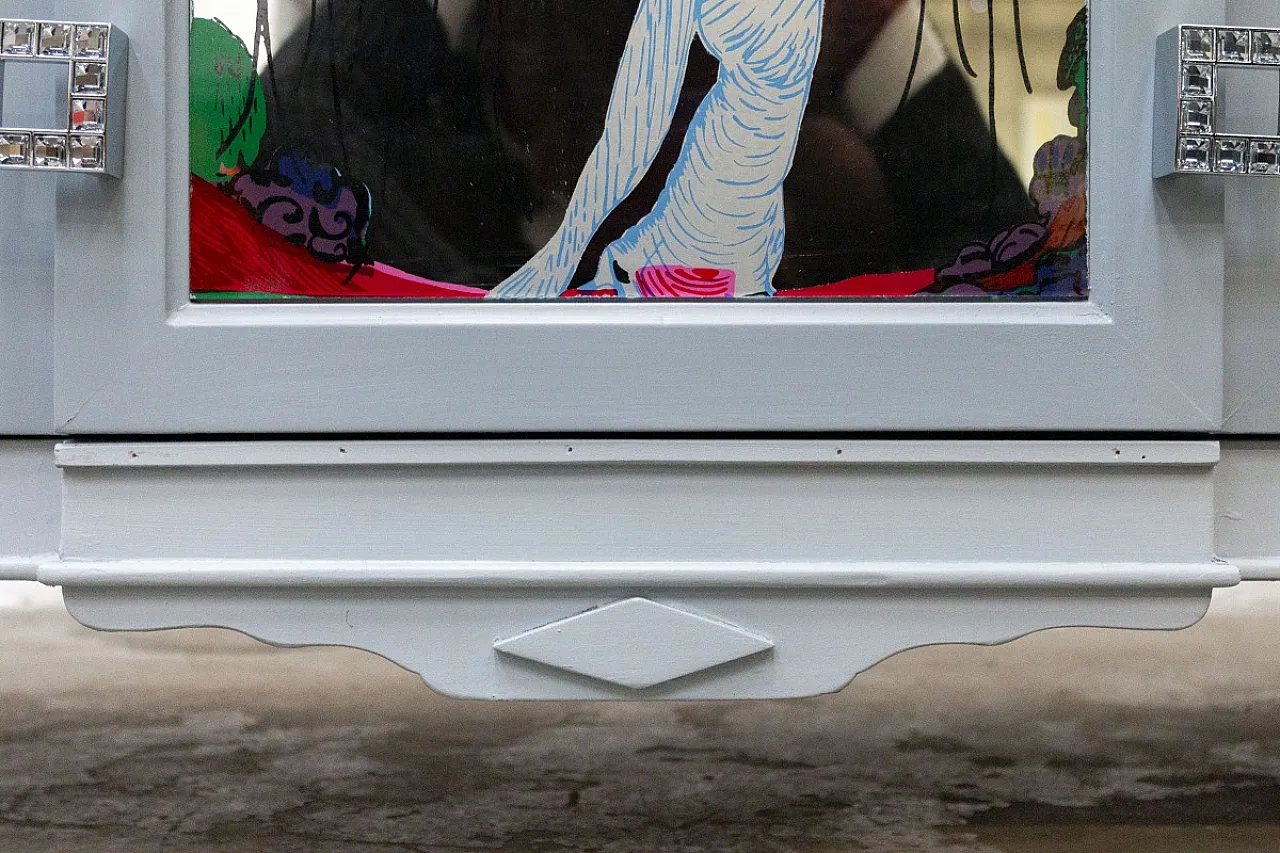 Cassettiera artigianale in legno di pero e teak, anni '20 12