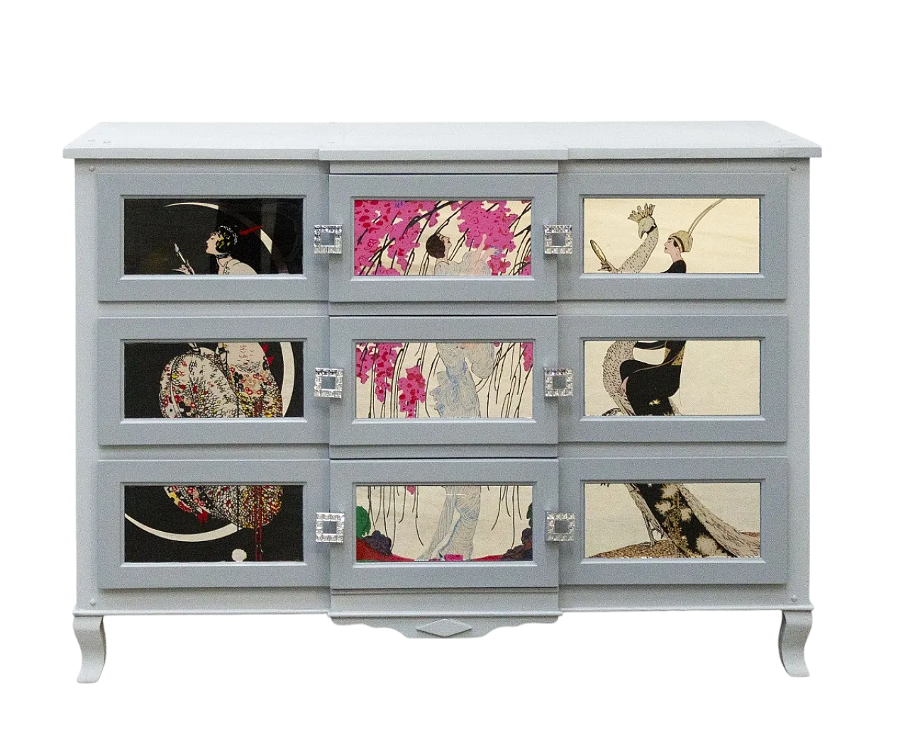 Cassettiera artigianale in legno di pero e teak, anni '20 14