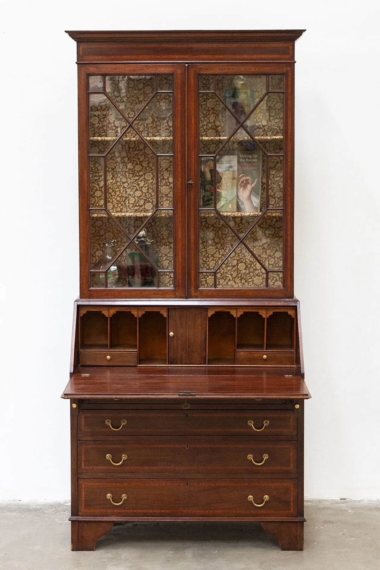 Ribalta inglese in stile Giorgio IV in legno, fine '800 1