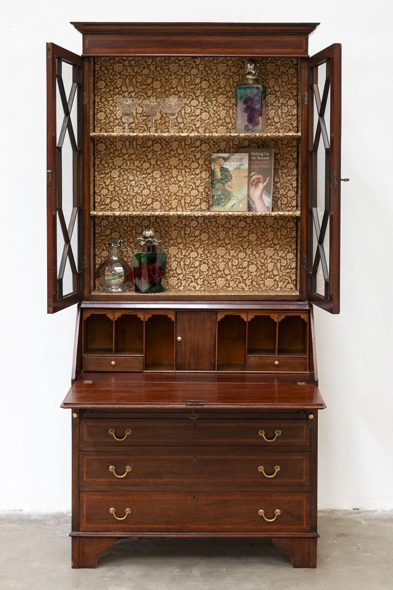 Ribalta inglese in stile Giorgio IV in legno, fine '800 2