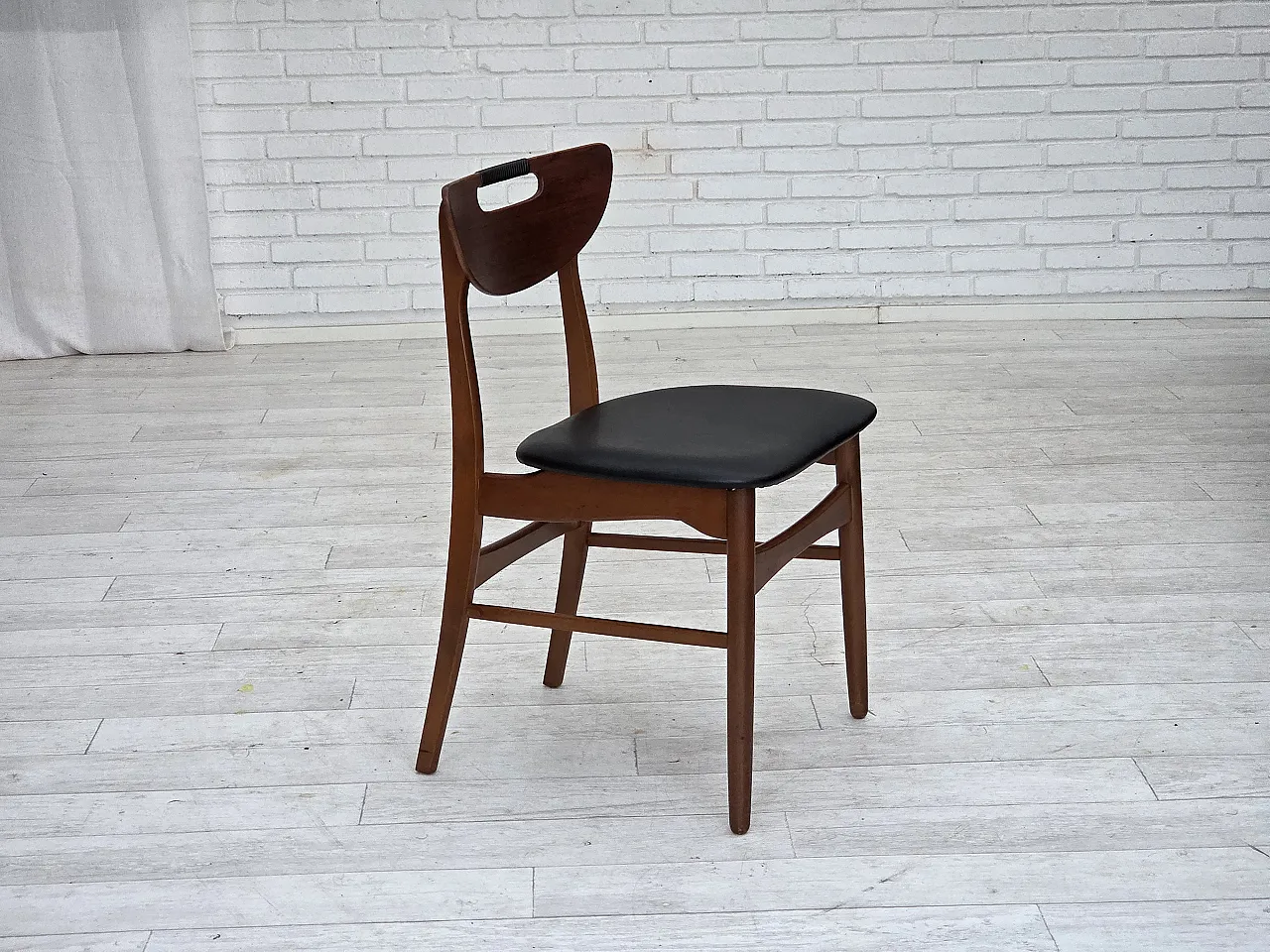 4 sedie danesi da pranzo rivestite, anni '60 6