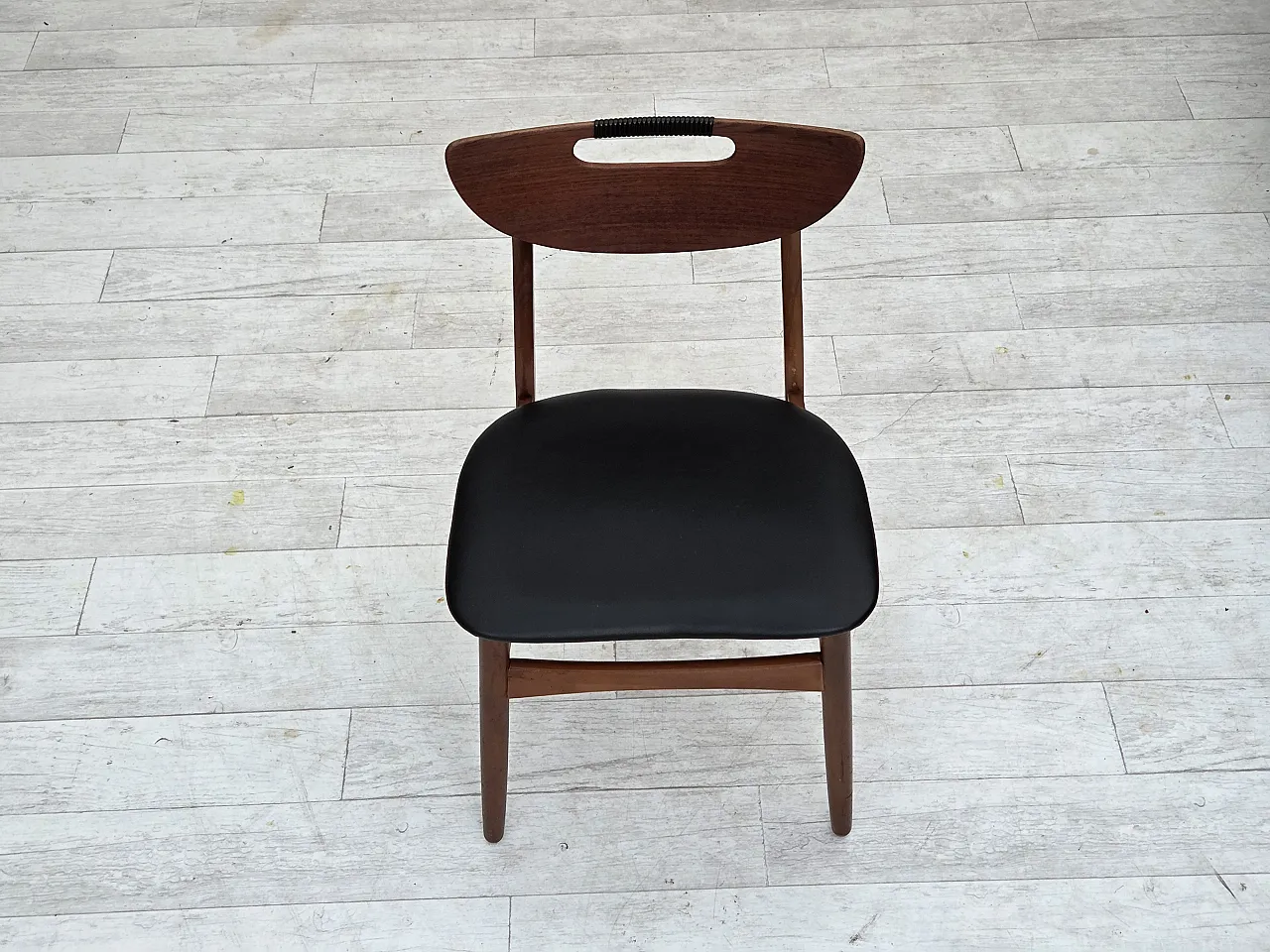 4 sedie danesi da pranzo rivestite, anni '60 8