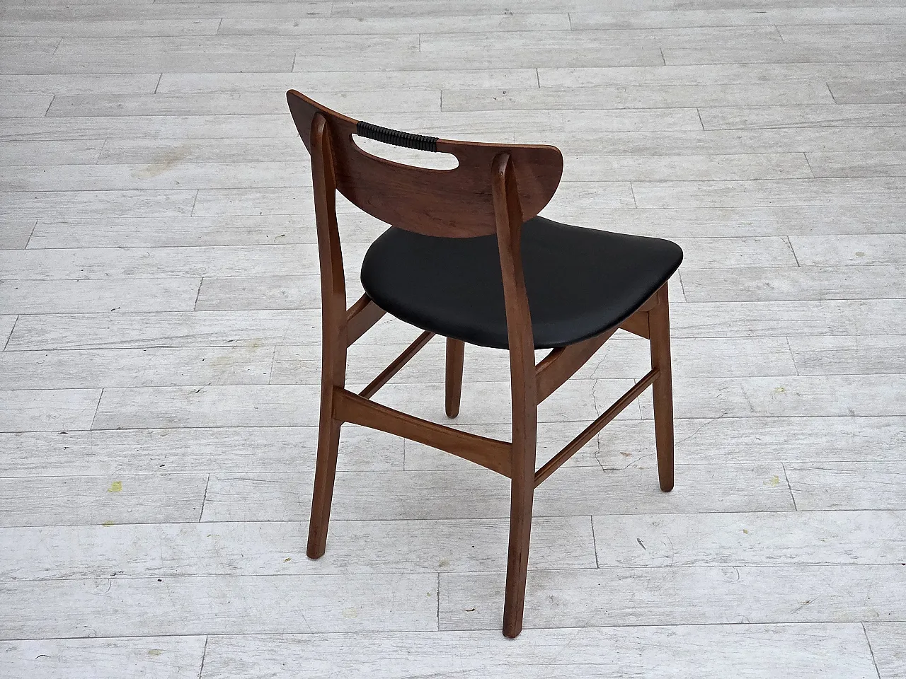 4 sedie danesi da pranzo rivestite, anni '60 10