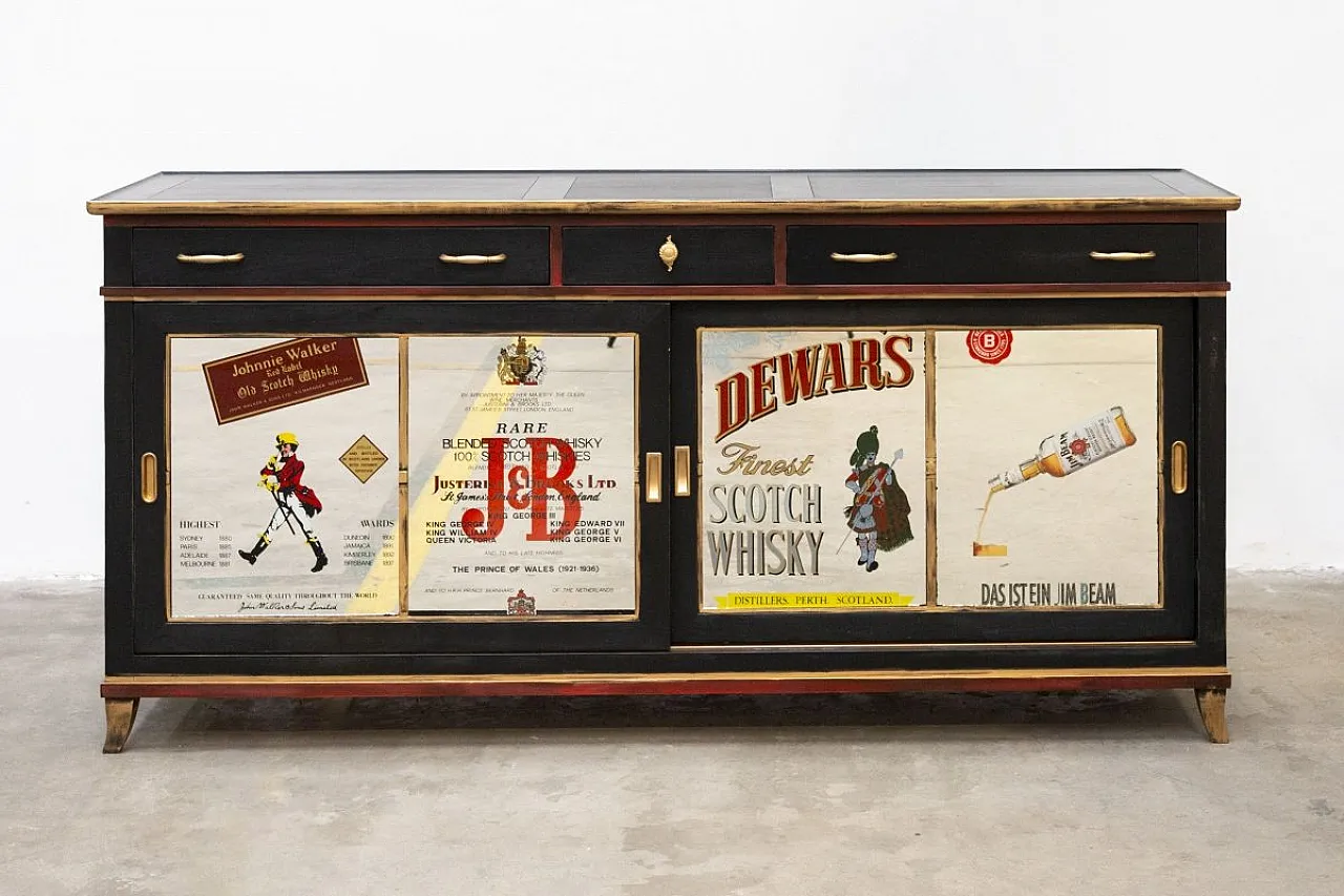 Mobile bar in legno di pero e teak, '900 1