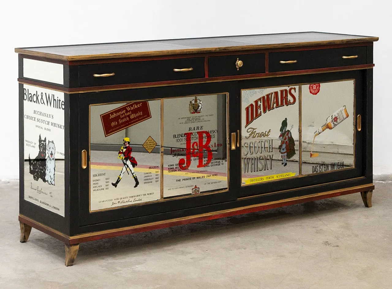 Mobile bar in legno di pero e teak, '900 2