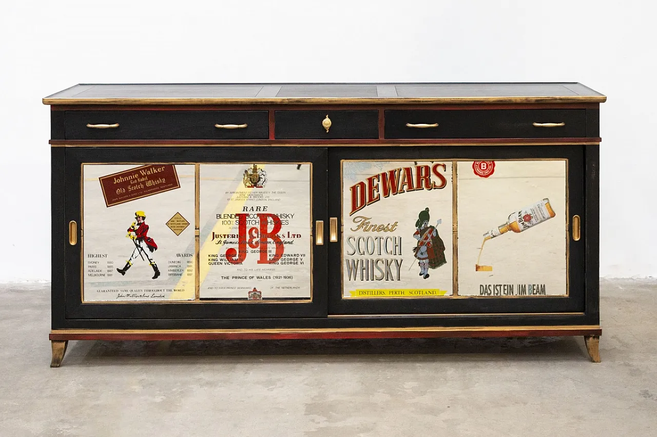 Mobile bar in legno di pero e teak, '900 9