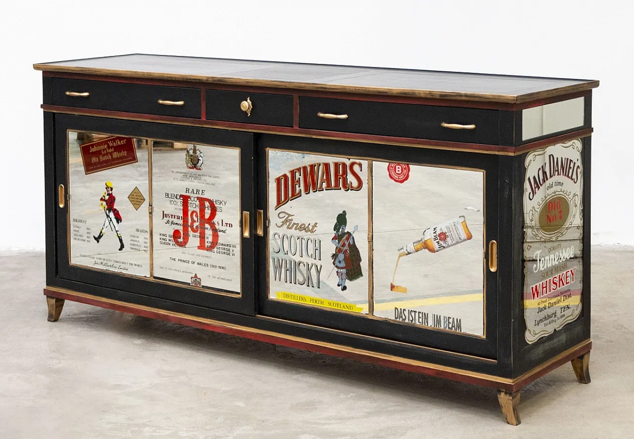 Mobile bar in legno di pero e teak, '900 12