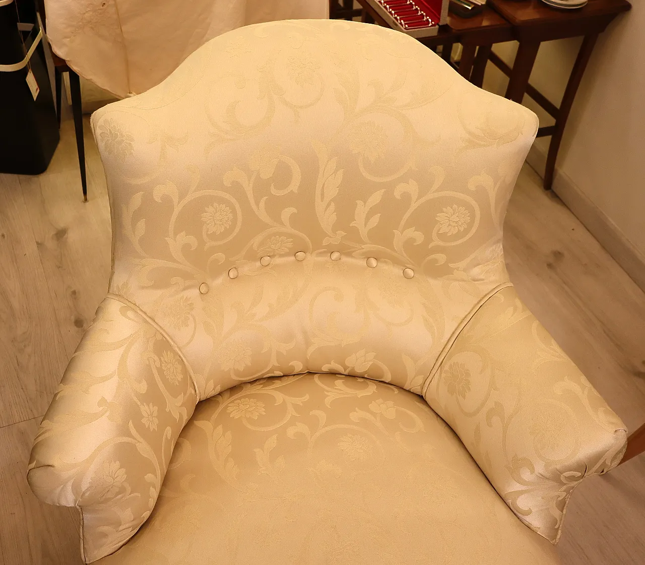 Napoleon III chair in damask fabric, 19th century 4