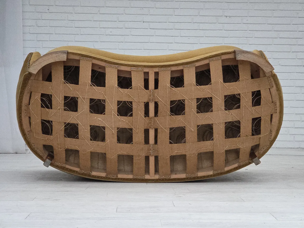 Divano danese "Banan" a 2 posti in velluto verde oliva/verde, anni '60 18